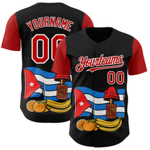 Load image into Gallery viewer, Custom Black Red-White 3D Cuba Cuban Flag Authentic Baseball Jersey
