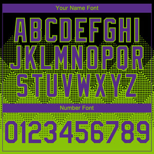 Custom Black Purple-Neon Green 3D Gradient Square Shape Authentic Baseball Jersey