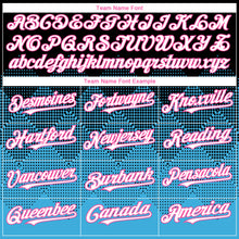 Load image into Gallery viewer, Custom Black White Sky Blue-Pink 3D Gradient Square Shape Authentic Baseball Jersey
