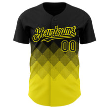 Загрузить изображение в средство просмотра галереи, Custom Black Light Yellow 3D Gradient Square Shape Authentic Baseball Jersey
