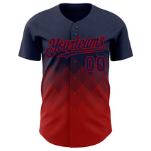 Load image into Gallery viewer, Custom Navy Red 3D Gradient Square Shape Authentic Baseball Jersey
