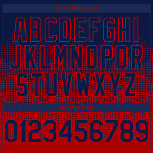 Custom Navy Red 3D Gradient Square Shape Authentic Baseball Jersey