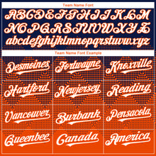 Load image into Gallery viewer, Custom Navy White-Orange 3D Gradient Square Shape Authentic Baseball Jersey
