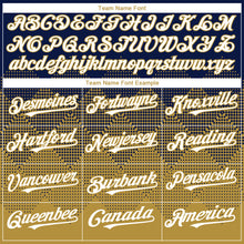 Load image into Gallery viewer, Custom Navy White-Old Gold 3D Gradient Square Shape Authentic Baseball Jersey
