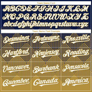 Custom Navy White-Old Gold 3D Gradient Square Shape Authentic Baseball Jersey