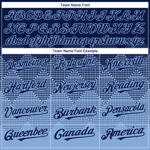 Custom Navy Light Blue 3D Gradient Square Shape Authentic Baseball Jersey