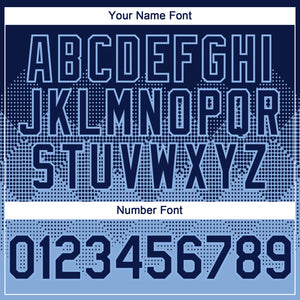 Custom Navy Light Blue 3D Gradient Square Shape Authentic Baseball Jersey