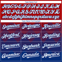 Load image into Gallery viewer, Custom Red White-Royal 3D Gradient Square Shape Authentic Baseball Jersey
