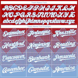 Custom Red White-Light Blue 3D Gradient Square Shape Authentic Baseball Jersey