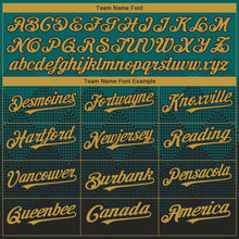 Load image into Gallery viewer, Custom Teal Old Gold-Black 3D Gradient Square Shape Authentic Baseball Jersey
