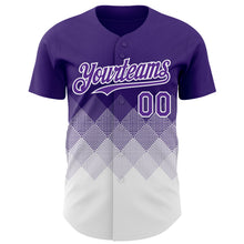 Load image into Gallery viewer, Custom Purple White 3D Gradient Square Shape Authentic Baseball Jersey
