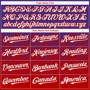 Custom Purple White-Red 3D Gradient Square Shape Authentic Baseball Jersey