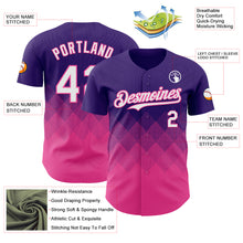 Load image into Gallery viewer, Custom Purple White-Pink 3D Gradient Square Shape Authentic Baseball Jersey
