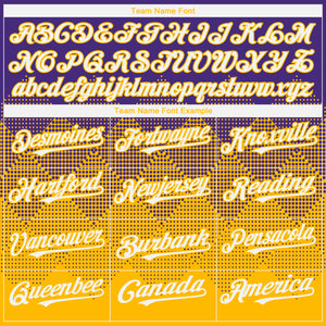 Custom Purple White-Gold 3D Gradient Square Shape Authentic Baseball Jersey
