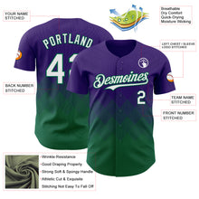 Load image into Gallery viewer, Custom Purple White-Kelly Green 3D Gradient Square Shape Authentic Baseball Jersey
