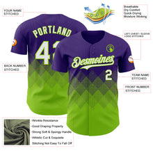Laden Sie das Bild in den Galerie-Viewer, Custom Purple White-Neon Green 3D Gradient Square Shape Authentic Baseball Jersey
