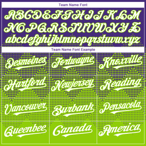 Custom Purple White-Neon Green 3D Gradient Square Shape Authentic Baseball Jersey