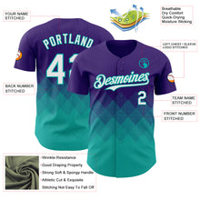Laden Sie das Bild in den Galerie-Viewer, Custom Purple White-Aqua 3D Gradient Square Shape Authentic Baseball Jersey
