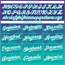 Laden Sie das Bild in den Galerie-Viewer, Custom Purple White-Aqua 3D Gradient Square Shape Authentic Baseball Jersey
