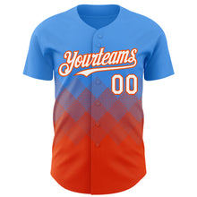Charger l&#39;image dans la galerie, Custom Electric Blue White-Orange 3D Gradient Square Shape Authentic Baseball Jersey
