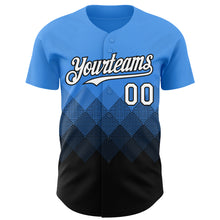 Laden Sie das Bild in den Galerie-Viewer, Custom Electric Blue White-Black 3D Gradient Square Shape Authentic Baseball Jersey
