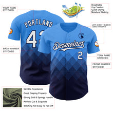 Загрузить изображение в средство просмотра галереи, Custom Electric Blue White-Navy 3D Gradient Square Shape Authentic Baseball Jersey
