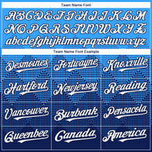 Загрузить изображение в средство просмотра галереи, Custom Electric Blue White-Navy 3D Gradient Square Shape Authentic Baseball Jersey
