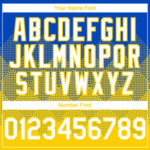Custom Thunder Blue White-Yellow 3D Gradient Square Shape Authentic Baseball Jersey