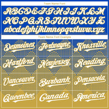 Load image into Gallery viewer, Custom Thunder Blue White-Old Gold 3D Gradient Square Shape Authentic Baseball Jersey
