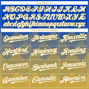 Custom Thunder Blue White-Old Gold 3D Gradient Square Shape Authentic Baseball Jersey