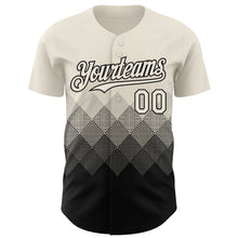 Load image into Gallery viewer, Custom Cream Black 3D Gradient Square Shape Authentic Baseball Jersey
