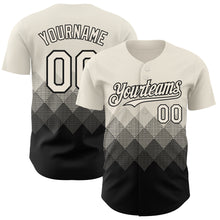 Load image into Gallery viewer, Custom Cream Black 3D Gradient Square Shape Authentic Baseball Jersey

