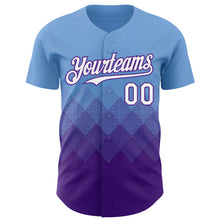 Charger l&#39;image dans la galerie, Custom Light Blue White-Purple 3D Gradient Square Shape Authentic Baseball Jersey
