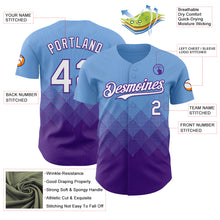 Charger l&#39;image dans la galerie, Custom Light Blue White-Purple 3D Gradient Square Shape Authentic Baseball Jersey
