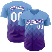 Charger l&#39;image dans la galerie, Custom Light Blue White-Purple 3D Gradient Square Shape Authentic Baseball Jersey
