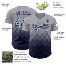 Загрузить изображение в средство просмотра галереи, Custom Gray Navy 3D Gradient Square Shape Authentic Baseball Jersey
