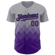 Загрузить изображение в средство просмотра галереи, Custom Gray Purple-Black 3D Gradient Square Shape Authentic Baseball Jersey
