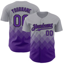 Загрузить изображение в средство просмотра галереи, Custom Gray Purple-Black 3D Gradient Square Shape Authentic Baseball Jersey
