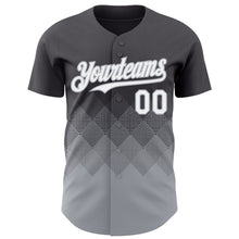 Загрузить изображение в средство просмотра галереи, Custom Steel Gray White-Gray 3D Gradient Square Shape Authentic Baseball Jersey
