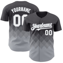 Загрузить изображение в средство просмотра галереи, Custom Steel Gray White-Gray 3D Gradient Square Shape Authentic Baseball Jersey

