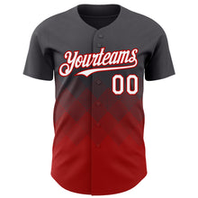 Charger l&#39;image dans la galerie, Custom Steel Gray White-Red 3D Gradient Square Shape Authentic Baseball Jersey

