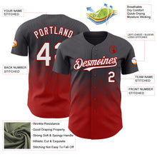 Charger l&#39;image dans la galerie, Custom Steel Gray White-Red 3D Gradient Square Shape Authentic Baseball Jersey
