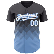 Загрузить изображение в средство просмотра галереи, Custom Steel Gray White-Light Blue 3D Gradient Square Shape Authentic Baseball Jersey
