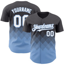 Загрузить изображение в средство просмотра галереи, Custom Steel Gray White-Light Blue 3D Gradient Square Shape Authentic Baseball Jersey
