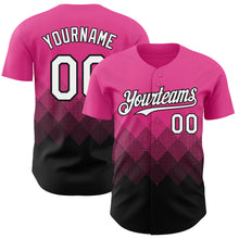 Laden Sie das Bild in den Galerie-Viewer, Custom Pink White-Black 3D Gradient Square Shape Authentic Baseball Jersey

