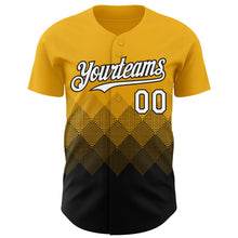Laden Sie das Bild in den Galerie-Viewer, Custom Gold White-Black 3D Gradient Square Shape Authentic Baseball Jersey
