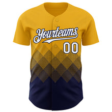 Загрузить изображение в средство просмотра галереи, Custom Gold White-Navy 3D Gradient Square Shape Authentic Baseball Jersey
