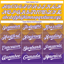 Загрузить изображение в средство просмотра галереи, Custom Gold White-Purple 3D Gradient Square Shape Authentic Baseball Jersey
