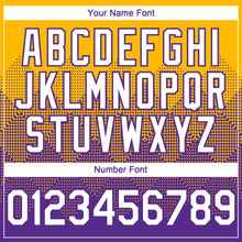 Загрузить изображение в средство просмотра галереи, Custom Gold White-Purple 3D Gradient Square Shape Authentic Baseball Jersey
