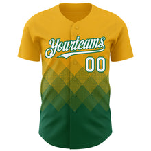 Загрузить изображение в средство просмотра галереи, Custom Gold White-Kelly Green 3D Gradient Square Shape Authentic Baseball Jersey
